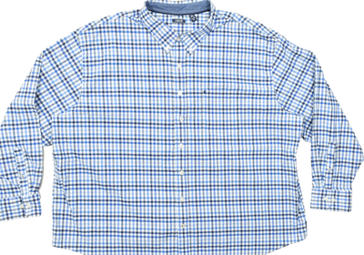 IZOD Men's Shirt 4XL Big & Tall Blue Plaid Long Sleeve Button Down Cotton  Blend | eBay