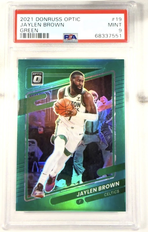 2021 Donruss Optic Jaylen Brown Green /5 PSA 9 Celtics Rare Sixers Sadly