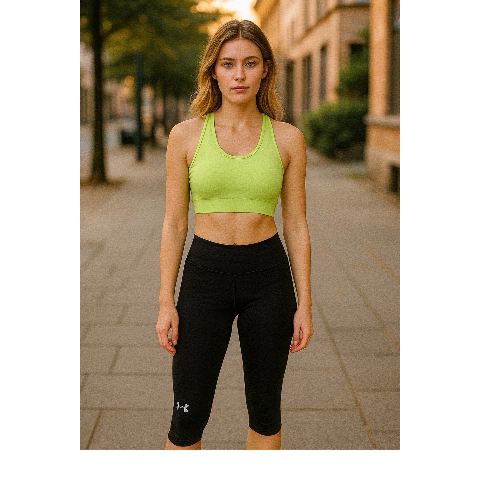 Under Armour HeatGear Capri Pants M Black Green Compression Athletic Leggings