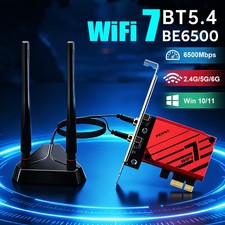 WiFi 7 BE6500 PCIe Network Card BT5.4 6500Mbps Tri-band Desktop Wireless Adapter