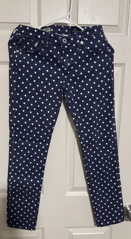 AG Adriano Goldschmied Polka Dot Stevie Ankle Slim Fit Jeans 26R Made In USA