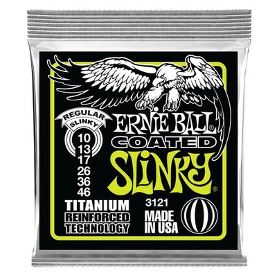 Ernie Ball Regular Slinky Coated Titanium RPS E-Gitarrensaiten, Stärke 10-46,