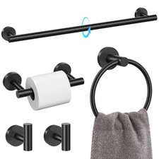 Matte Black 5 Piece Bathroom Hardware Accessories Set 23.6" SUS304 Stainless ...