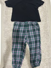 Victoria's Secret Black Top Green Pink Plaid Pajama Set XL Short Sleeve