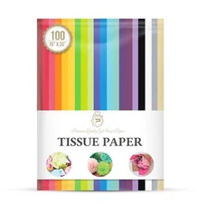 100 Sheets Assorted Tissue Paper for Gift Wrapping – 20 Colors for Crafts & H...