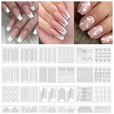 1768 Pcs Nail Art Designs French Tip Guides Nail Art Stickers Stencil Tools