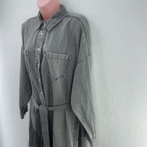 River Island Mini Denim Shirt Dress, Relaxed Fit, Belted, Size UK 14 Grey RRP£42 - Picture 12 of 20