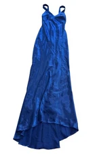 Lulus Perfectly Classy Satin Strappy Maxi Dress in Royal Blue