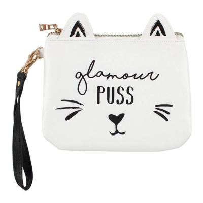 Weiße Katze Glamour Puss Kosmetik Make Up Beutel Tasche