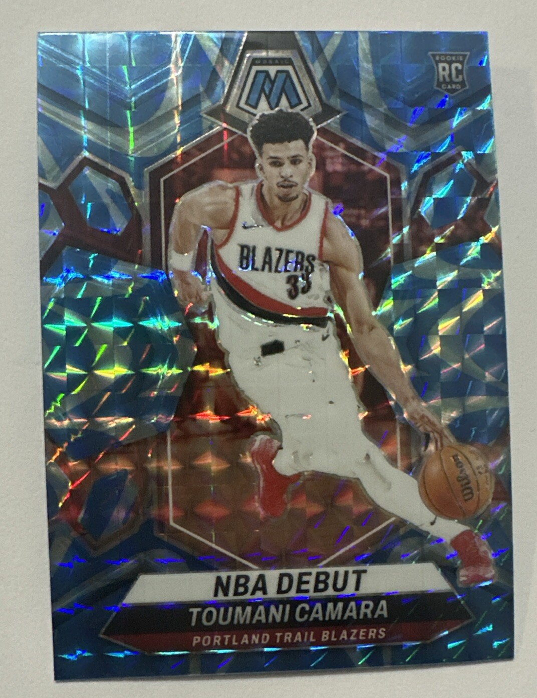 2023-24 Panini Mosaic Toumani Camara RC NBA Debut Rookie Blue Reactive Prizm