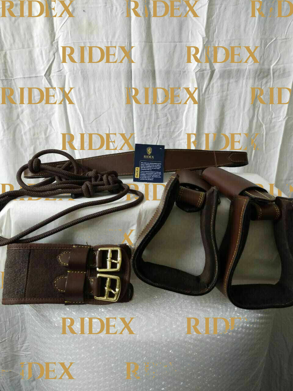 14 inch Brown Australian Stock Leather Saddle With Set + Matching Rope