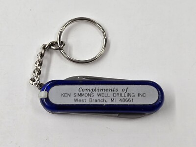Vintage Multitool Pocket Knife Keychain Advertising Ken Simmons Well Drilling