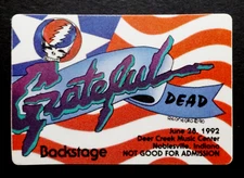 Grateful Dead Backstage Pass Deer Creek Noblesville IN Indiana 6/28/92 6/28/1992