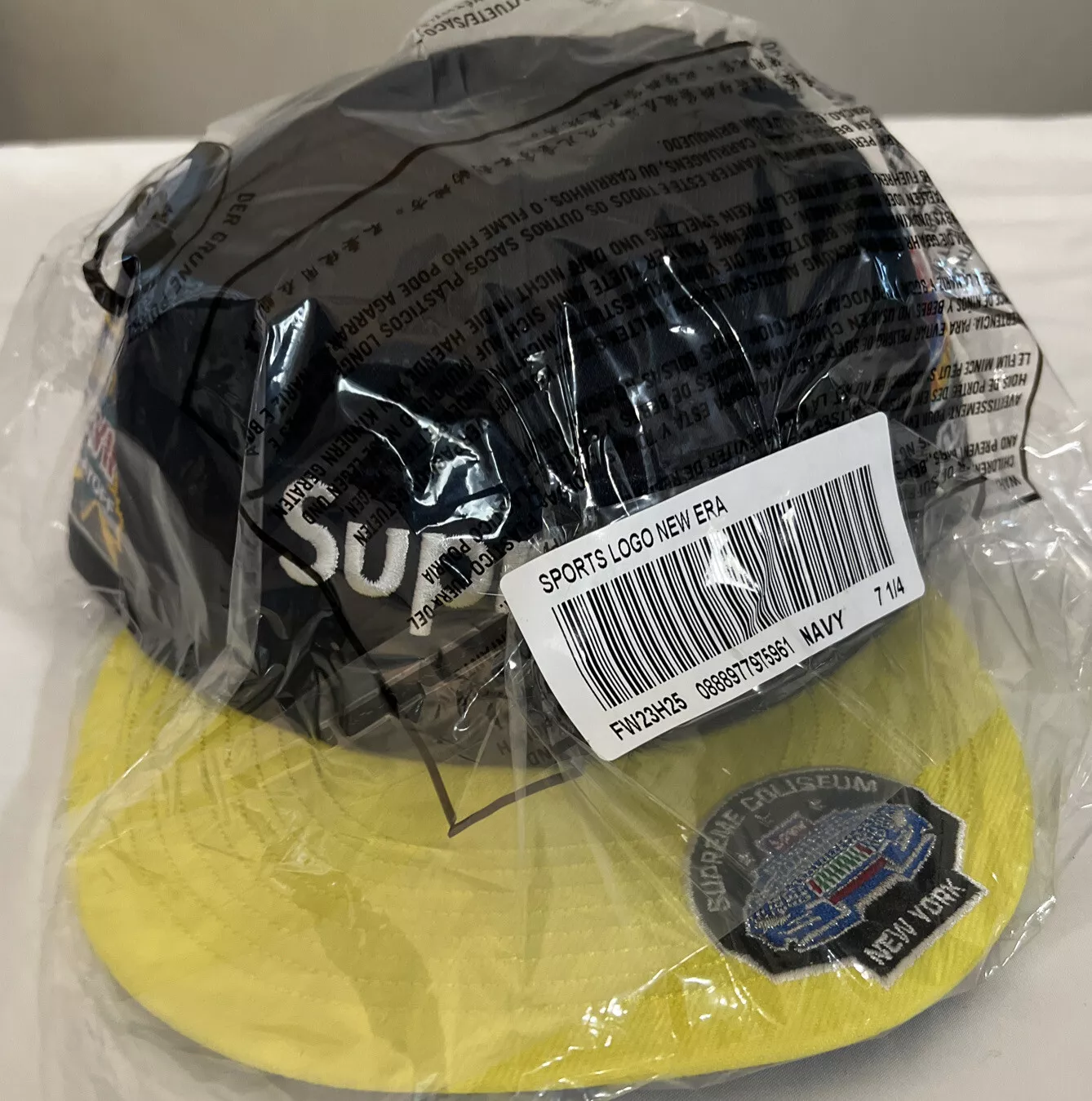 BOITE DE CHAMPIONNATS SUPRÊMES LOGO NOUVELLE ÈRE CHAPEAU MARINE TAILLE 7 1/4 FW23 NEUF/AUTHENTIQUE