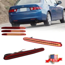 Red LED Rear Bumper Reflector Tail Brake Signal Lights For 2004-2008 Acura TSX