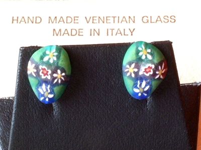 Venezianische Millefiori Ohrstecker - Murano Glas Ohrringe - Biancardi Venezia -