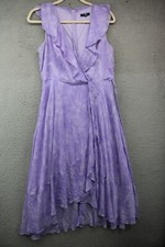 Chaps Purple Babydoll Wrap Dress-Asymmetrical-Chiffon-Size 10-Fairy-Cottagecore