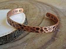 Pure Copper Magnetic Hammered Bracelet - Heavy Copper Biker Large Arthritis Cuff