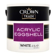 Crown Trade Acrylic Eggshell White Paint 2.5l Quick Dry Solvent Free Trade