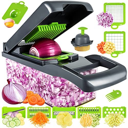 Mandolina per Verdure Manuale, 15 in 1 Tagliaverdure, Affetta Verdure (p9C)