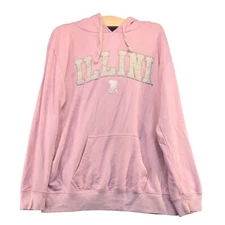 J. America Men's Illinois Fighting Illini Drawstring Hoodie Medium Pink
