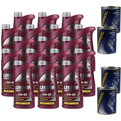 17L Motoröl MANNOL Legend+Ester 0W-40 4x MANNOL Motor Flush ADDITIV