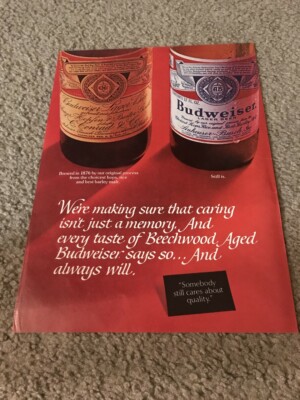 Vintage 1975 BUDWEISER BEER LABEL BOTTLE 1876 - 1975 Print Ad