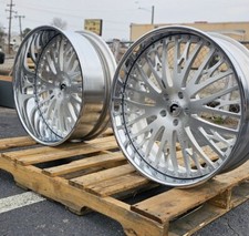 24 Inch Brushed Chrome Lip Forgiato Cravatta 5x120 Wheels Rims 22 26