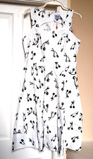 BANNED ladies black cherry sweetheart dress pockets vintage style S UK 10 NWT