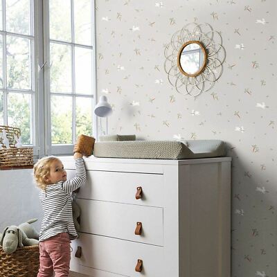 Rasch Bambino Grau Weiß Hase Karotte Tapete Kinderzimmer 249248