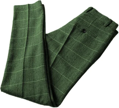 Men's Tweed Herringbone Dress Pants Plaid Classic Fit Adjustable Trousers 26-44 - Picture 10 of 19