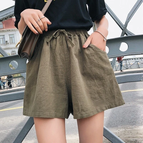 Lady Women Cotton Linen Baggy Shorts Pants Casual Wide Leg Oversized Summer Cute - Bild 12 von 21