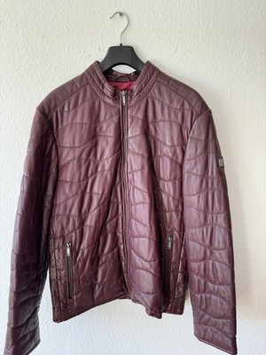 Gentlemen Selection Herren Lammnappalederjacke, Bordeauxrot , Größe 52