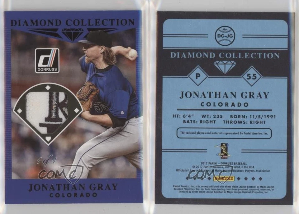 2017 Panini Donruss Diamond Collection Black 1/1 Jon Gray Jonathan #DC-JG 4f5 - Image 3 of 3