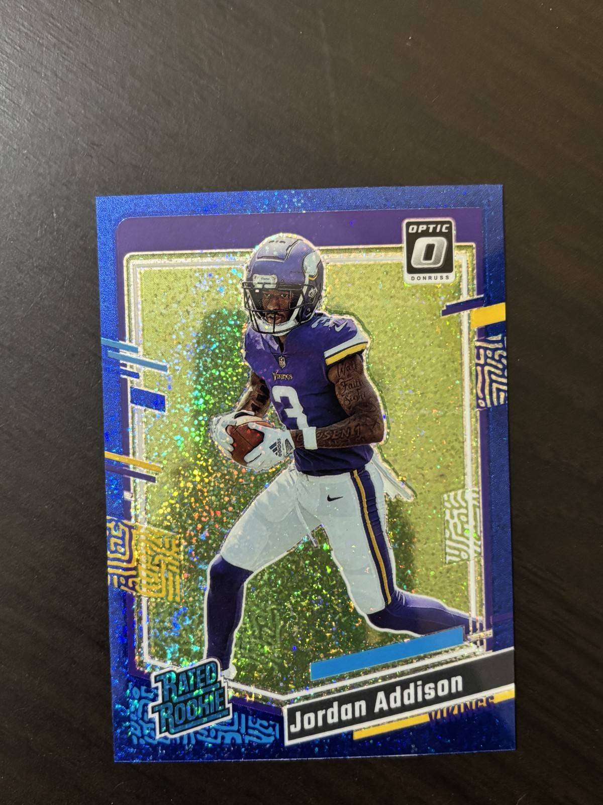 Jordan Addison 2023 Donruss Optic Rated Rookie Blue Glitter SP #271 RC Vikings