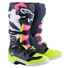 Stivali da motocross Alpinestars Tech 7 grigio scuro blu scuro rosa
