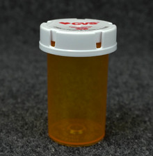 CVS Drug Store Empty Amber 20 Dram Pill Bottle Vial Push and Turn to Open Crafts