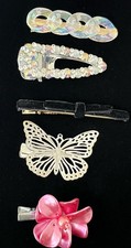 Butterfly Flower Rhinestone Hair Clip Barrette Updo Accessory Lot of 5