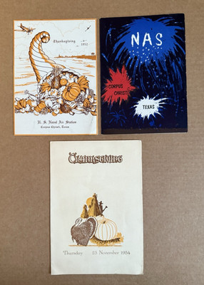 Vintage Naval Thanksgiving July 4th Menus  1952 1954 Corpus Christi Guantanamo