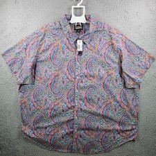 NEW Cremieux Casual Shirt Men 4XB Stretch Paisley Short Sleeve Button Colorful