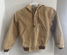 Vintage Carhartt Kids Work Jacket Side Medium Brown Thermal Lined Full Zip USA