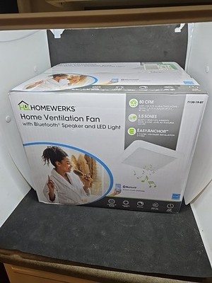 Homewerks Home Ventilation w/ Bluetooth Speaker LED Lights 7130-19-BT Unused