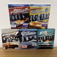 Fast and the Furious 4, 6, 7, 8, 9 (Bluray Steelbooks) (4,6,8 Sealed) RARE