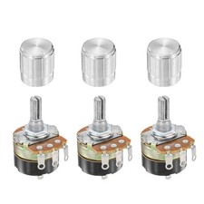 3Pcs 100K Ohm Rotary Potentiometer WH138 3 Pin Variable Resistor, Silver