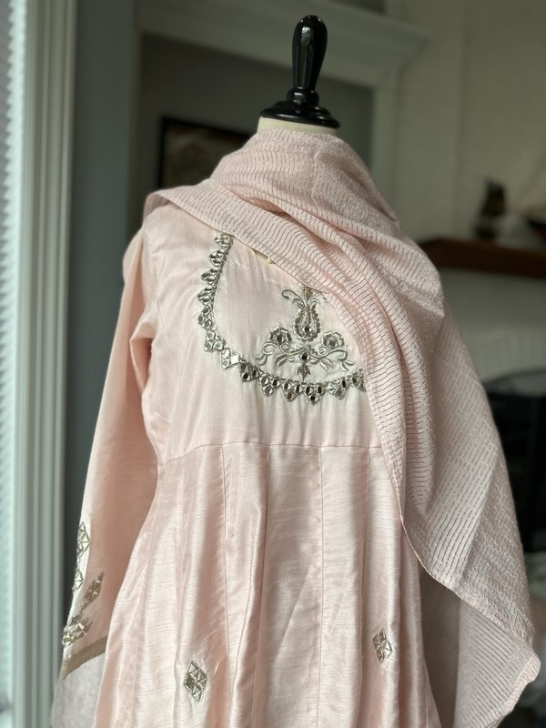 Pakistani Salwar Kameez Cotton Silk Mirror Work Size L