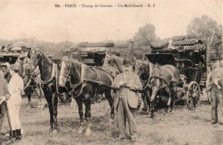 75 CPA DEBUT 1900 PARIS CHAMPS DE COURSES UN MAIL COACH