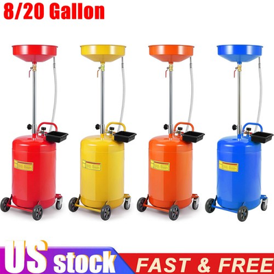 #ad 8 20 Gallon Portable Waste Oil Drain Tank with Lift Pan – Oil Drain Container $126.69