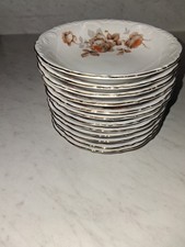 Set of 12 Mitterteich Bavaria NORWAY ROSE German Gold Plated Edge Dessert Bowls