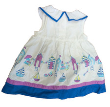 Gymboree Hippos and  Bows Scenic Cabana Dress 6-12 Months white Blue Beach boat