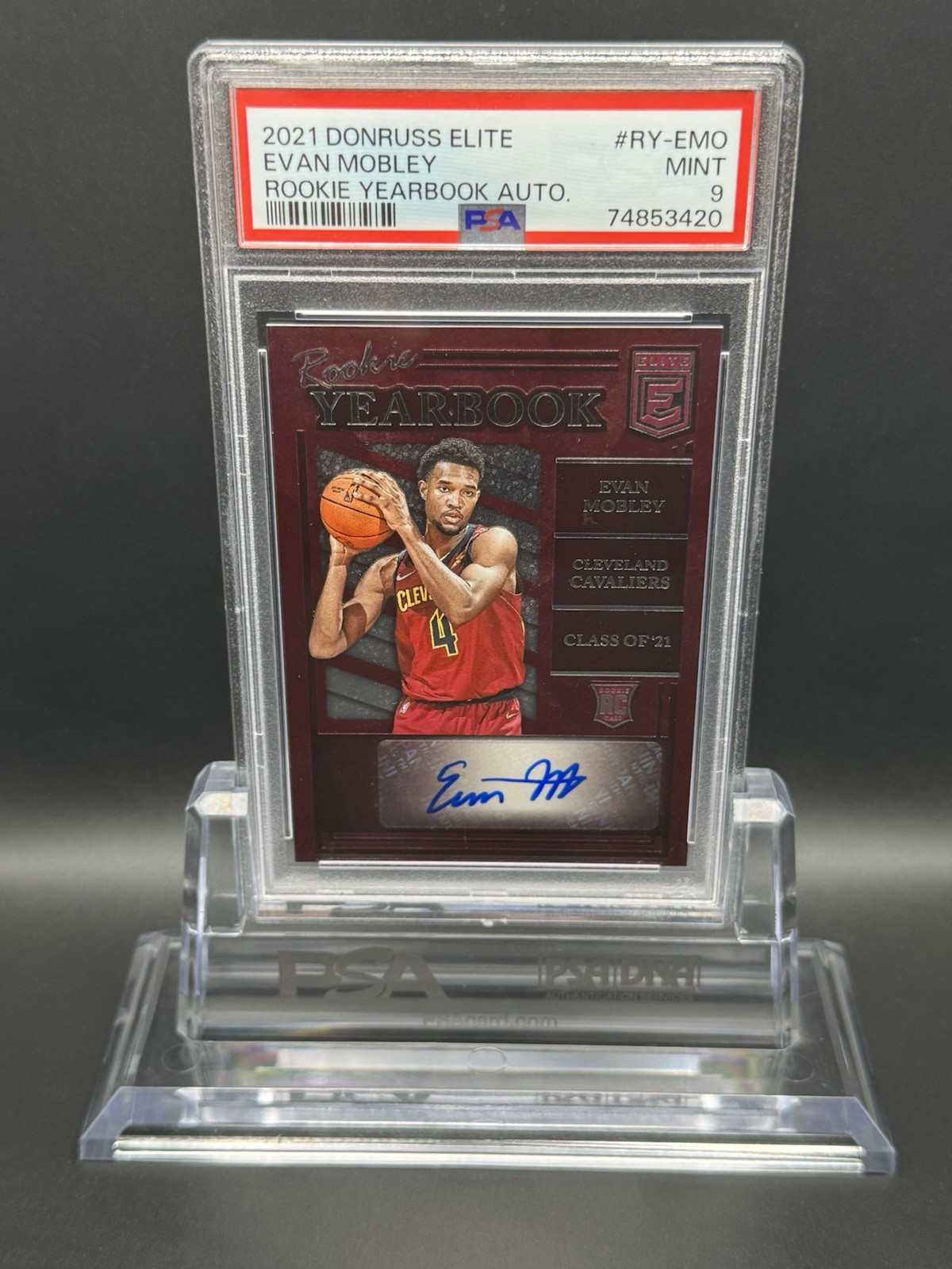2021 Donruss Elite Evan Mobley Rookie Yearbook Auto PSA 9